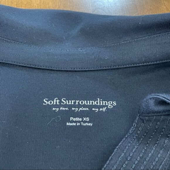 Soft Surroundings Women’s Blue V Neck Long Sleeve Point Collar Knit‎ Blouse PXS - Picture 2 of 12